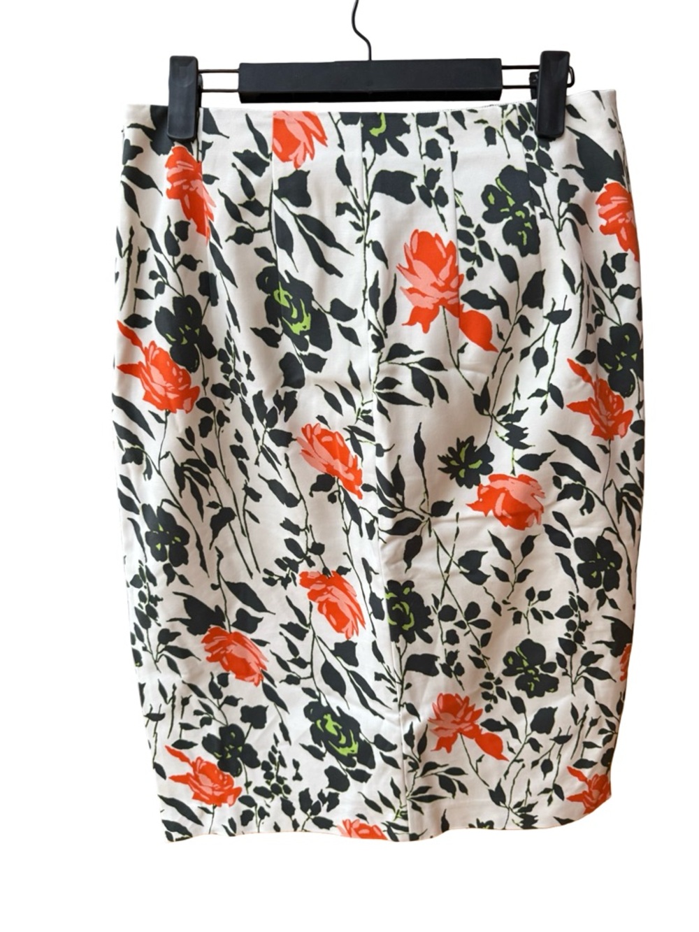 Club Monaco Pencil Skirt in White with Orange & Green Floral Print Size 6 - Picture 2 of 7